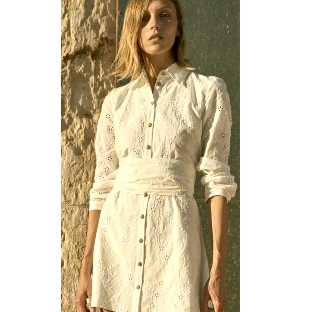 Zara NWT Embroidery white Mini Dress